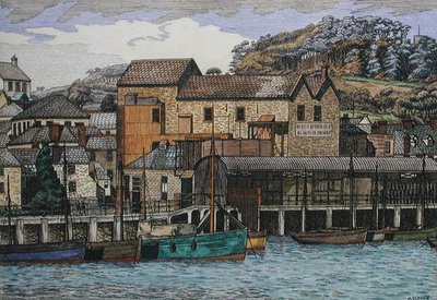 The Harbour, Boscastle, Cornwall, cca 1919 (pero, inkoust a akvarel na papíře) od Charles Ginner
