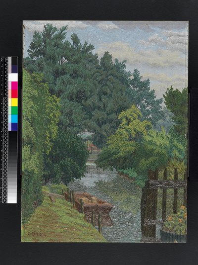 Pramice v mlýnském proudu, kolem roku 1930 od Charles Ginner