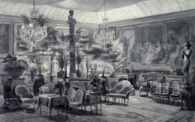 Zimní zahrada princezny Mathildy, kresba šedým inkoustem a kvašem od Charlese Girauda (1819-1892) od Charles Giraud