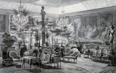 Zimní zahrada princezny Mathildy, kvaš a kresba tuší od Charlese Girauda (1819-1892) od Charles Giraud