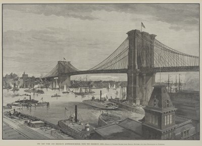 Visutý most v New Yorku a Brooklynu z Brooklyn Side, konec 19. století od Charles Graham