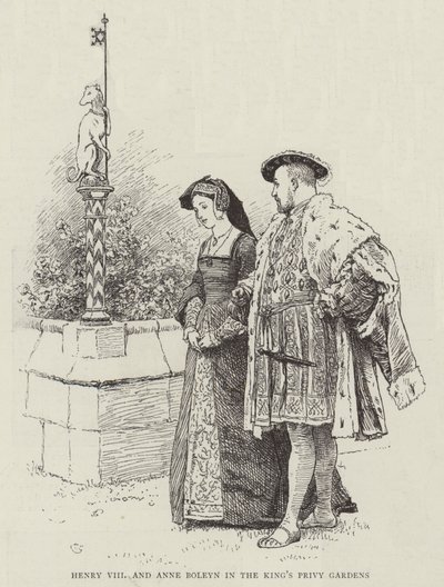 Jindřich VIII. a Anna Boleynová v královských tajných zahradách od Charles Green