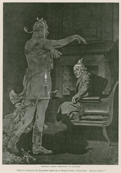 Ilustrace pro Vánoční koledu od Charlese Dickense od Charles Green