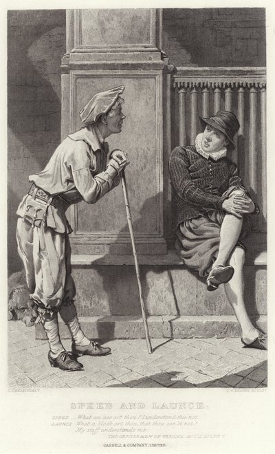 Speed and Launce, Two Gentlemen of Verona, Act II, Scéna V od Charles Green