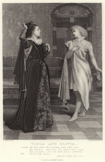 Viola a Olivie, Twelfth Night, Act I, Sc V od Charles Green