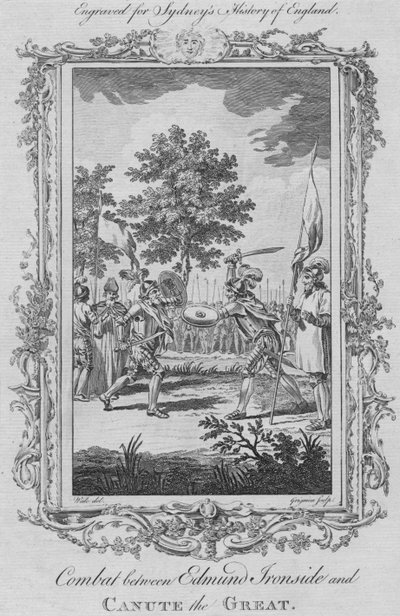 Boj mezi Edmundem Ironsidem a Canute Velikým, 1773. od Charles Grignion