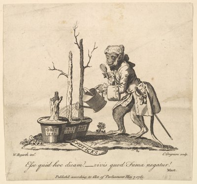 Koncovka do katalogu obrázků vystavených v jarní zahradě, 7. května 1761. od Charles Grignion
