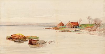 Pobřežní scéna s chatami (akvarel) od Charles Gustav Louis Phillips