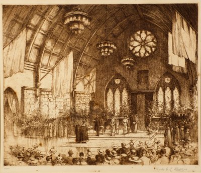Královská návštěva v Dundee 1914 – recepce v Albert Hall od Charles Gustav Louis Phillips