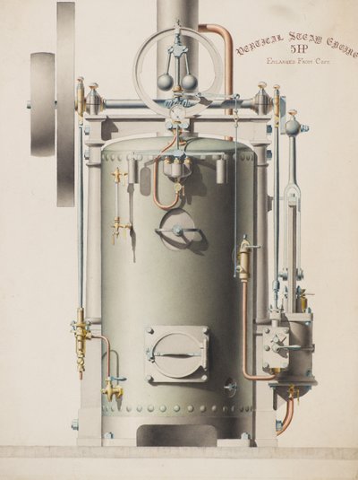 Vertikální parní stroj, 5HP (akvarel) od Charles Gustav Louis Phillips