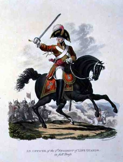 Důstojník 2. pluku plavčíků v plných šatech, vyryl Joseph Constantine Stadler od Charles Hamilton (after) Smith