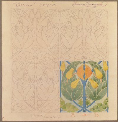 Omar, návrh pro hedvábnou a vlněnou dvojitou tkaninu, 1898 (hedvábí a vlna) od Charles Harrison Townsend