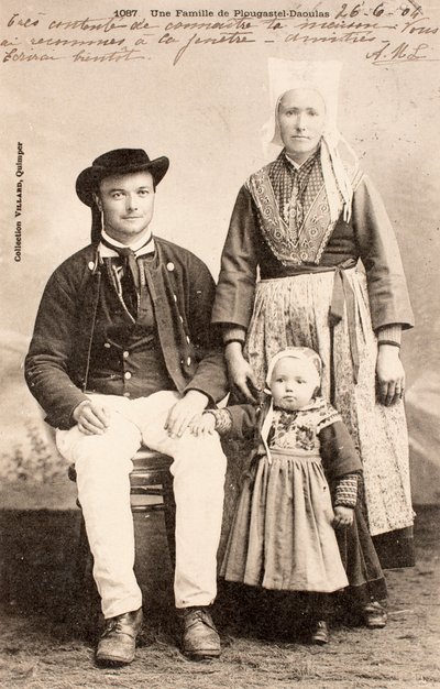 Stará pohlednice/rodina Plougastel Daoulas/Bretaň/Francie od Augustus Kollner