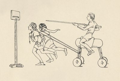 Chlapci hrají na Riding at the Quintain Romance of Alexander, asi 1340. Bodleian, 1931 od Charles Henry Bourne Quennell