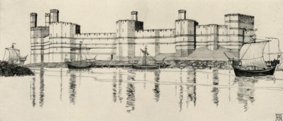 Exteriér hradu Caernarvon, Severní Wales, 1931 od Charles Henry Bourne Quennell