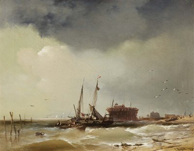 Rybářské lodě přistávající na pláži od Charles Hoguet
