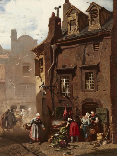 Německy: Markttreiben in einer mittelalterlichen Stadt Tržní den ve středověkém městě od Charles Hoguet