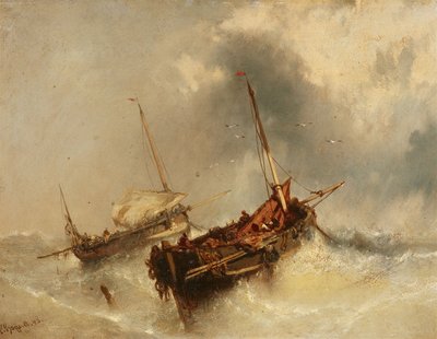 Německy: Zwei Segelschiffe auf stürmischer See Dvě lodě na rozbouřeném moři od Charles Hoguet