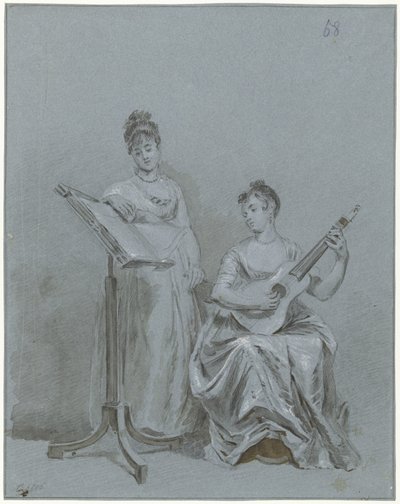 Dvě dámy tvoří hudbu Dvě muzicírující dámy od Charles Howard Hodges