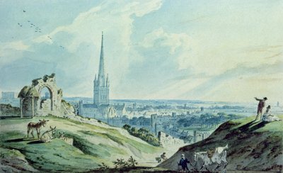 Pohled na Norwich, z Mousehold Hill, poblíž zříceniny hradu Ketts od Charles, II Catton