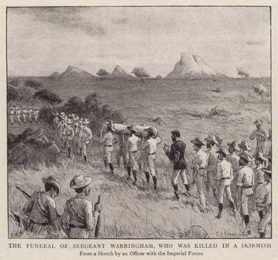 Pohřeb seržanta Warringhama, který byl zabit v potyčce (rytina) od Charles J. (after) Staniland