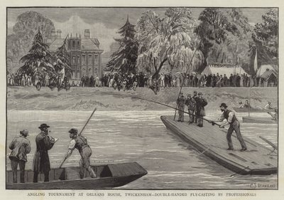 Rybářský turnaj v Orleans House, Twickenham, odlévání obouruč od profesionálů od Charles J. Staniland