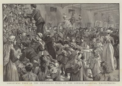 Vánoční strom na dětském oddělení v londýnské nemocnici, Whitechapel od Charles J. Staniland