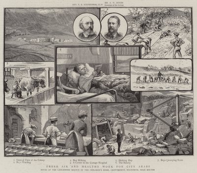 Čerstvý vzduch a zdravá práce pro městské Araby, poznámky v pobočce dětského domova Lancashire, Crowthorne, Edgworth, poblíž Boltonu od Charles J. Staniland