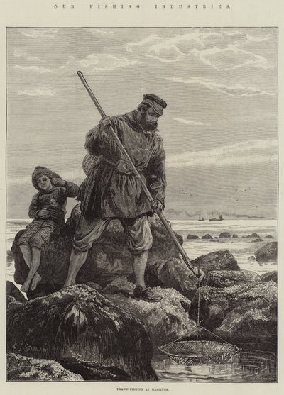 Náš rybářský průmysl, lov krevet v Hastings od Charles J. Staniland