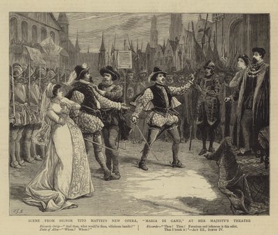 Scéna z Nové opery Signora Tita Matteie, Maria Di Gand, v Divadle Jejího Veličenstva od Charles J. Staniland