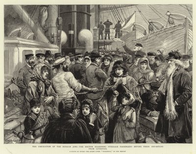 Emigrace ruských Židů, Doktor vyšetřující Steerage Pasažéry před jejich odjezdem z Liverpoolu od Charles J. Staniland