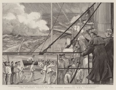 The Gunnery Trials nejnovějšího Ironclad, HMS Victoria od Charles J. Staniland