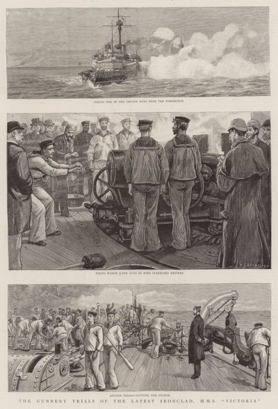 The Gunnery Trials nejnovějšího Ironclad, HMS Victoria od Charles J. Staniland
