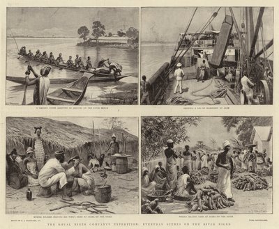 Expedice Royal Niger Company, každodenní scény na řece Niger od Charles J. Staniland
