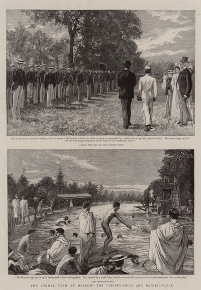 Letní semestr v Harrow, kriketové hřiště a koupaliště od Charles J. Staniland