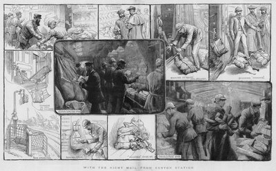 S noční poštou ze stanice Euston (rytina) od Charles J. Staniland