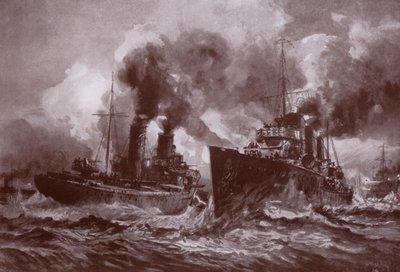 Boj s torpédoborcem (litho) od Charles John de (after) Lacy
