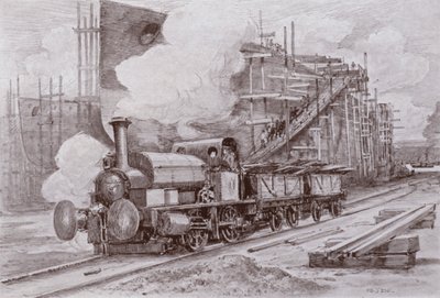 Lokomotiva loděnice (litho) od Charles John de (after) Lacy