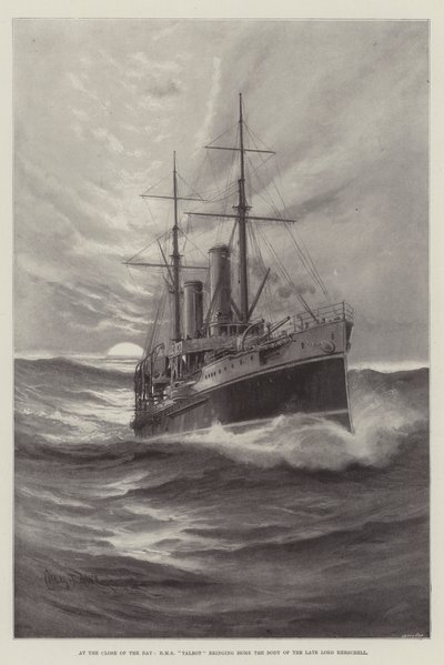 Na konci dne přiváží HMS Talbot domů tělo zesnulého lorda Herschella od Charles John de Lacy