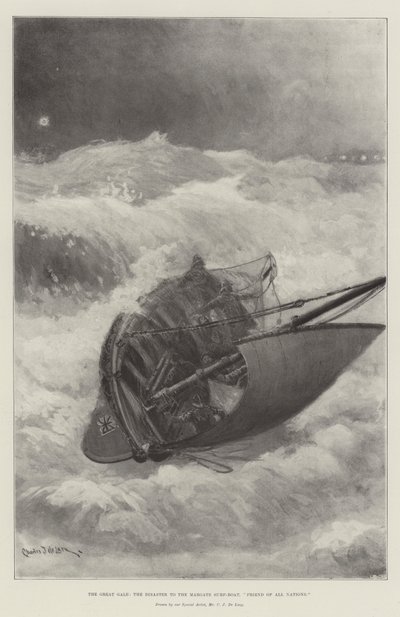 Velká vichřice, pohroma pro surfařskou loď Margate, přítelkyni všech národů od Charles John de Lacy