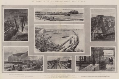 Průběh výstavby nového přístavu Admirality v Doveru od Charles John de Lacy