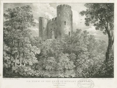 Dudley Castle - The Keep: rytina, nd [c 1825] (tisk) od Charles Joseph Hullmandel
