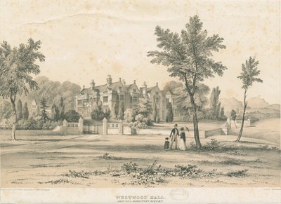Westwood Hall: tónovaná litografie, nd [1832-1841] od Charles Joseph Hullmandel
