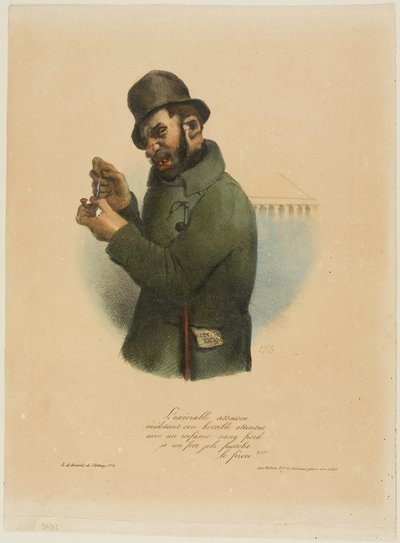 Execrable Assassin uvažuje o svém hrozném útoku... od Charles Joseph Traviès