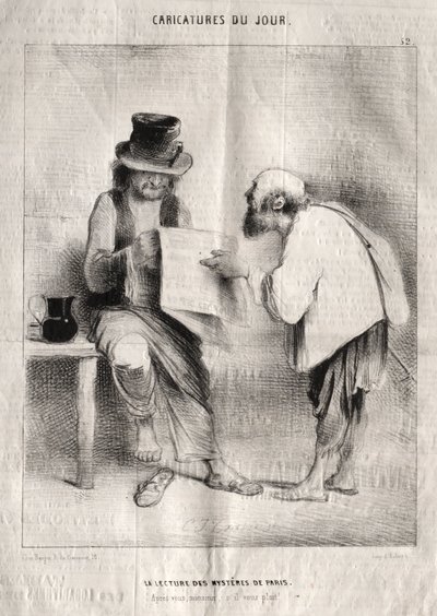 Karikatury dne: Čtení pařížských záhad od Charles Joseph Traviès de Villers