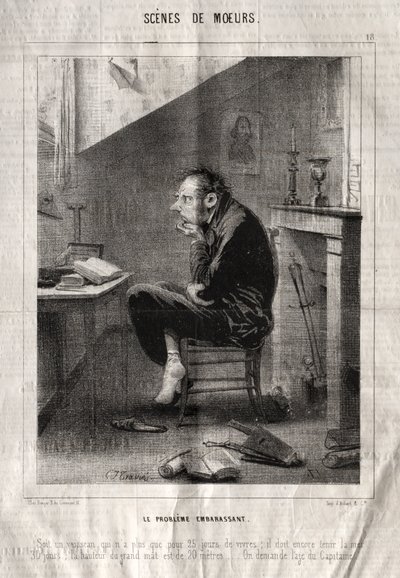 Scény chování: Trapný problém... od Charles Joseph Traviès de Villers