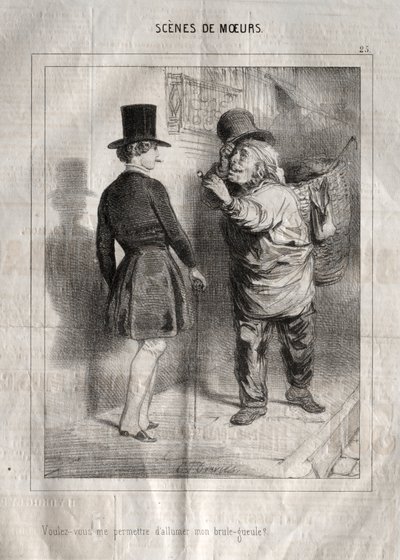 Scény chování: Dovolíte mi zapálit si hořák? od Charles Joseph Traviès de Villers