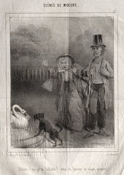 Scény chování: Bellotte! moje malá Bellote! chceš opustit tu ošklivou rybu! od Charles Joseph Traviès de Villers