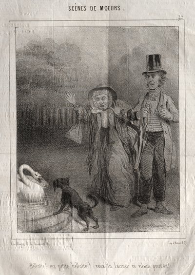 Scény chování: Bellotte! moje malá Bellote! chcete opustit tuto ošklivou rybu!. od Charles Joseph Traviès de Villers