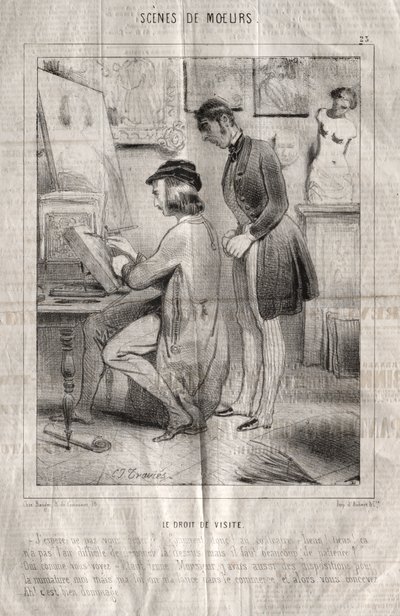 Scény chování: Právo návštěvy. Doufám, že tě neobtěžuji?... od Charles Joseph Traviès de Villers
